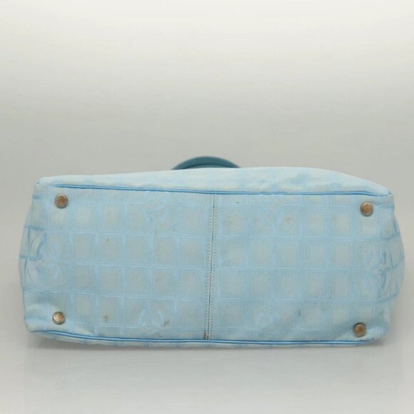 CHANEL New Travel Line Hand Bag Nylon Light Blue CC Auth mr1475 - Picture 6 of 16